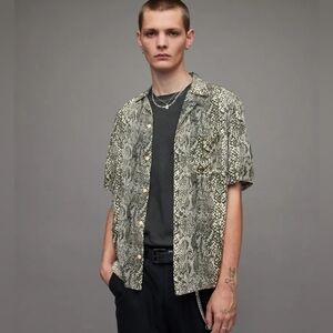 All Saints Men's Reptilia Shirt Edgy Grunge Nightlife ~ Size Large